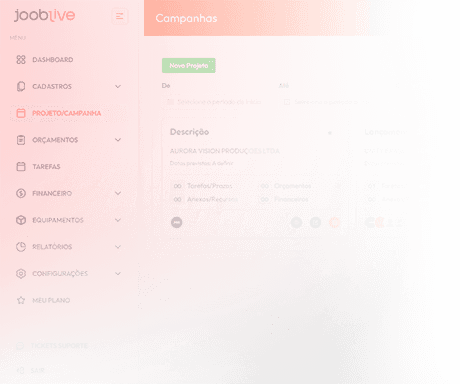Interface de gestão de projetos do JobbLive